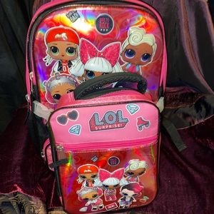 Large LOL backpack with insulated lunch bag. Lots of storage compartments.